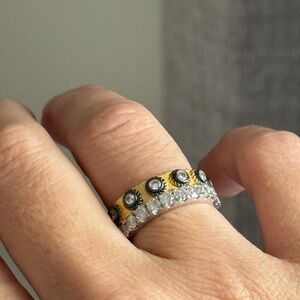 New Freida Rothman Sterling and matte gold Black and silver stud Accents